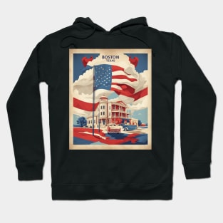 Boston Texas States of America Tourism Vintage Poster Hoodie